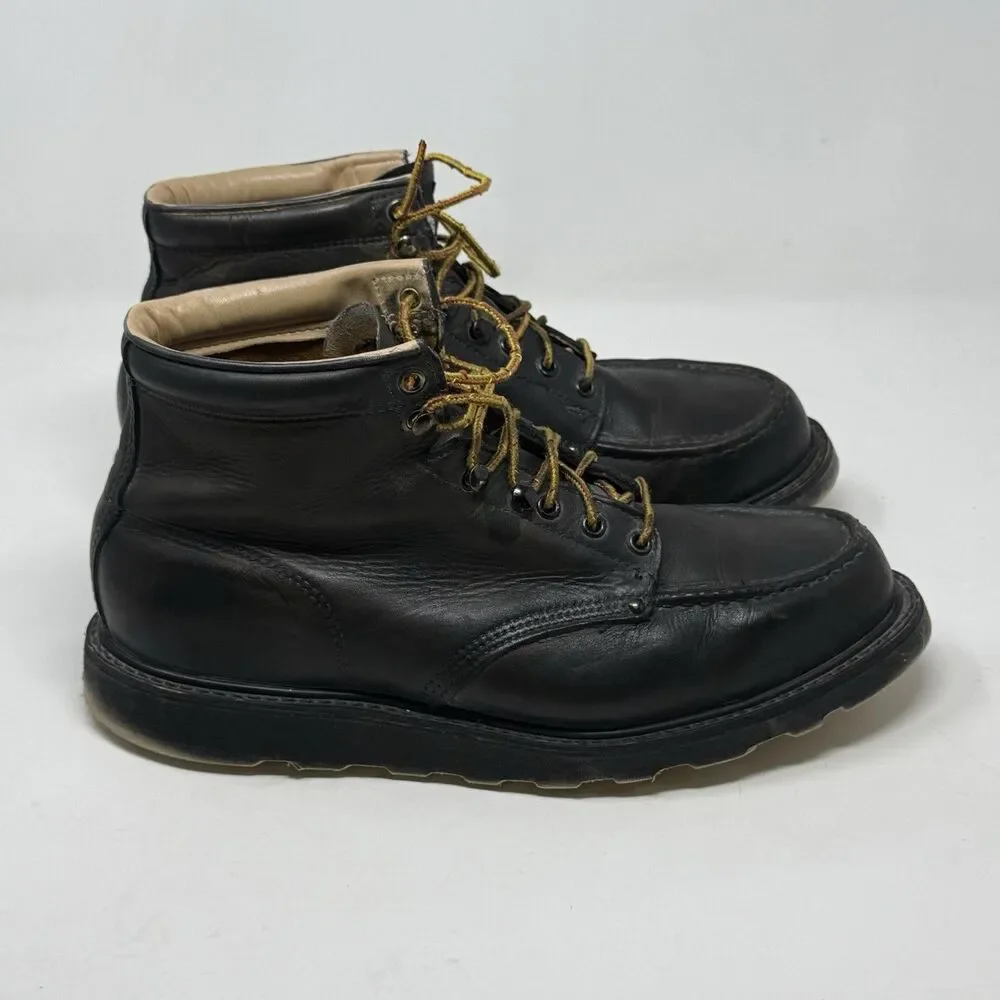 Carolina Soft Moc Toe Wedge Work Boots Mens 13 Black Burnished Leather USA Made